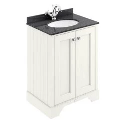 Bayswater Pointing White 600mm 2 Door Vanity Unit & 1TH Black Marble Basin Top
