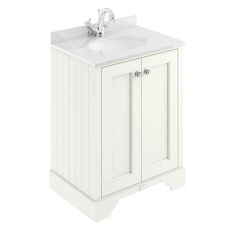Bayswater Pointing White 600mm 2 Door Vanity Unit & 1TH White Marble Basin Top 3 Bayswater Pointing White 600mm 2 Door Vanity Unit & 1TH White Marble Basin Top