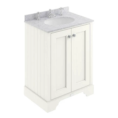 Bayswater Pointing White 600mm 2 Door Vanity Unit & 3TH Grey Marble Basin Top 3 Bayswater Pointing White 600mm 2 Door Vanity Unit & 3TH Grey Marble Basin Top