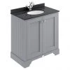 Bayswater Plummett Grey 800mm 2 Door Vanity Unit & 1TH Black Marble Basin Top -Countertop Vanity Units Sales BAYF104 BAYC227 P