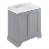 Bayswater Plummett Grey 800mm 2 Door Vanity Unit & 3TH White Marble Basin Top -Countertop Vanity Units Sales BAYF104 BAYC231 P