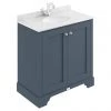 Bayswater Stiffkey Blue 800mm 2 Door Vanity Unit & 1TH White Marble Basin Top -Countertop Vanity Units Sales BAYF105 BAYC228 P