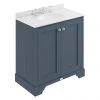 Bayswater Stiffkey Blue 800mm 2 Door Vanity Unit & 3TH White Marble Basin Top -Countertop Vanity Units Sales BAYF105 BAYC231 P