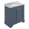 Bayswater Stiffkey Blue 800mm 2 Door Vanity Unit & 3TH Grey Marble Basin Top -Countertop Vanity Units Sales BAYF105 BAYC232 P