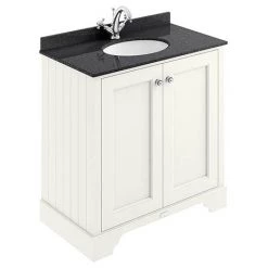 Bayswater Pointing White 800mm 2 Door Vanity Unit & 1TH Black Marble Basin Top