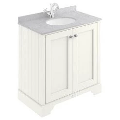 Bayswater Pointing White 800mm 2 Door Vanity Unit & 1TH Grey Marble Basin Top