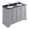 Bayswater Plummett Grey 1200mm 4 Door Vanity Unit & 1TH Black Marble Double Bowl Basin Top -Countertop Vanity Units Sales BAYF107 BAYC233 P