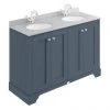 Bayswater Stiffkey Blue 1200mm 4 Door Vanity Unit & 1TH Grey Marble Double Bowl Basin Top -Countertop Vanity Units Sales BAYF108 BAYC235 P