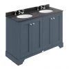 Bayswater Stiffkey Blue 1200mm 4 Door Vanity Unit & 3TH Black Marble Double Bowl Basin Top -Countertop Vanity Units Sales BAYF108 BAYC236 P