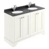 Bayswater Pointing White 1200mm 4 Door Vanity Unit & 1TH Black Marble Double Bowl Basin Top -Countertop Vanity Units Sales BAYF109 BAYC233 P
