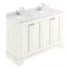 Bayswater Pointing White 1200mm 4 Door Vanity Unit & 1TH White Marble Double Bowl Basin Top -Countertop Vanity Units Sales BAYF109 BAYC234 P