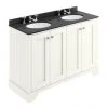 Bayswater Pointing White 1200mm 4 Door Vanity Unit & 3TH Black Marble Double Bowl Basin Top -Countertop Vanity Units Sales BAYF109 BAYC236 P