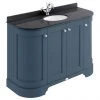 Bayswater Stiffkey Blue Curved 1200mm 4-Door Vanity Unit & 1TH Black Marble Single Bowl Basin Top -Countertop Vanity Units Sales BAYF165 BAYC239 p