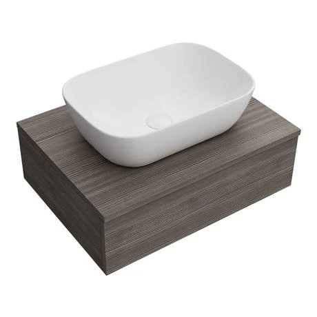 Brooklyn Floating Basin Shelf with Drawer - Grey Avola - 600mm inc. Curved Rectangular Basin 4 Brooklyn Floating Basin Shelf with Drawer - Grey Avola - 600mm inc. Curved Rectangular Basin - Image 2