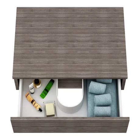 Brooklyn Floating Basin Shelf with Drawer - Grey Avola - 600mm inc. Curved Rectangular Basin 5 Brooklyn Floating Basin Shelf with Drawer - Grey Avola - 600mm inc. Curved Rectangular Basin - Image 3