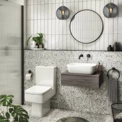 Brooklyn Floating Basin Shelf with Drawer - Grey Avola - 600mm inc. Curved Rectangular Basin 13 Brooklyn Floating Basin Shelf with Drawer - Grey Avola - 600mm inc. Curved Rectangular Basin -Countertop Vanity Units Sales BCTGA6B1 n d6 460