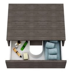 Brooklyn Floating Basin Shelf with Drawer - Grey Avola - 600mm inc. Oval Basin -Countertop Vanity Units Sales BCTGA6B2 nw d2 460