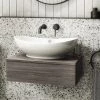 Brooklyn Floating Basin Shelf with Drawer - Grey Avola - 600mm inc. Oval Basin -Countertop Vanity Units Sales BCTGA6B2 p