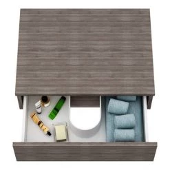 Brooklyn Floating Basin Shelf with Drawer - Grey Avola - 600mm inc. Round Basin -Countertop Vanity Units Sales BCTGA6B4 d2 460