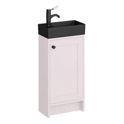 Bromley Pink Cloakroom Vanity Unit (incl. Black Basin + Matt Black Handle)