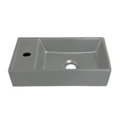 Bromley White Cloakroom Vanity Unit (incl. Grey Basin + Matt Black Handle) -Countertop Vanity Units Sales BR4WHTMBG d3 460