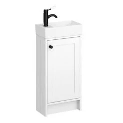 Bromley Traditional White Cloakroom Vanity Unit (incl. Matt Black Handle) -Countertop Vanity Units Sales BR4WHTMB d4 460