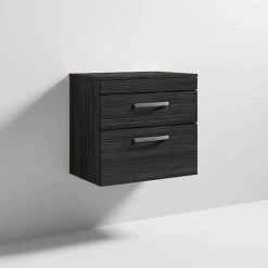 Brooklyn Wall Hung Countertop Vanity Unit - Black - 605mm 2 Drawer -Countertop Vanity Units Sales BWH6WT2DB n d1 460