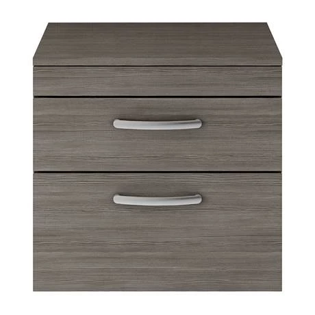 Brooklyn Wall Hung Countertop Vanity Unit - Grey Avola - 605mm 2 Drawer with Chrome Handles 4 Brooklyn Wall Hung Countertop Vanity Unit - Grey Avola - 605mm 2 Drawer with Chrome Handles - Image 2