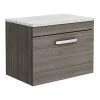 Brooklyn Wall Hung Countertop Vanity Unit - Grey Avola - 600mm with White Worktop & Chrome Handle -Countertop Vanity Units Sales BWHG6WW p