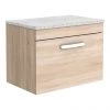 Brooklyn Wall Hung Countertop Vanity Unit - Natural Oak - 600mm with White Worktop & Chrome Handle -Countertop Vanity Units Sales BWHN6WW p
