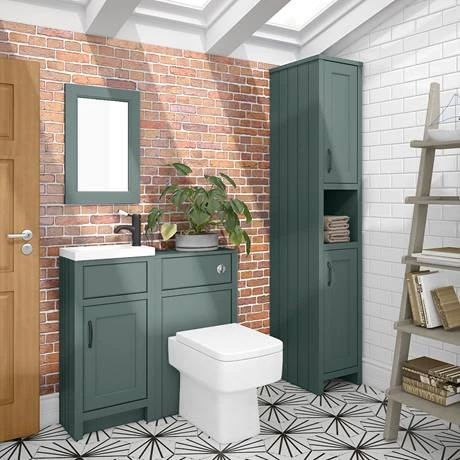 Chatsworth Traditional Green Small Vanity - 400mm Wide with Matt Black Handle 4 Chatsworth Traditional Green Small Vanity - 400mm Wide with Matt Black Handle - Image 2