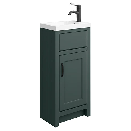 Chatsworth Traditional Green Small Vanity - 400mm Wide with Matt Black Handle 3 Chatsworth Traditional Green Small Vanity - 400mm Wide with Matt Black Handle