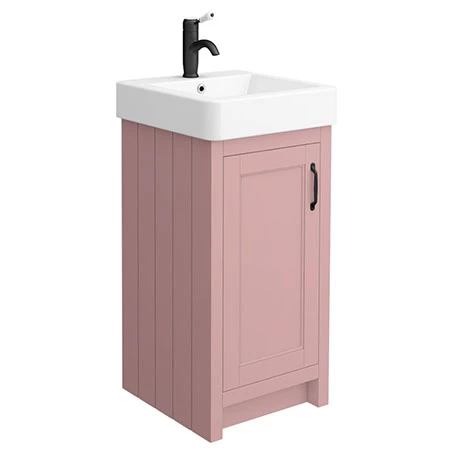 Chatsworth Traditional Dusky Pink Vanity - 425mm Wide with Matt Black Handle 3 Chatsworth Traditional Dusky Pink Vanity - 425mm Wide with Matt Black Handle