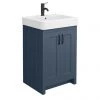 Chatsworth Traditional Blue Vanity - 560mm Wide with Matt Black Handles -Countertop Vanity Units Sales C560BLUMB p
