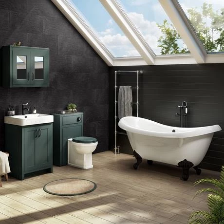 Chatsworth Traditional Green Vanity - 560mm Wide with Matt Black Handles 5 Chatsworth Traditional Green Vanity - 560mm Wide with Matt Black Handles - Image 3