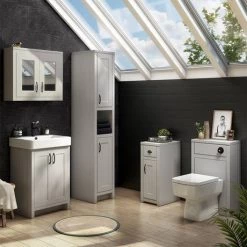 Chatsworth Traditional Grey Vanity - 560mm Wide with Matt Black Handles 7 Chatsworth Traditional Grey Vanity - 560mm Wide with Matt Black Handles -Countertop Vanity Units Sales C560GRYMB d3 460