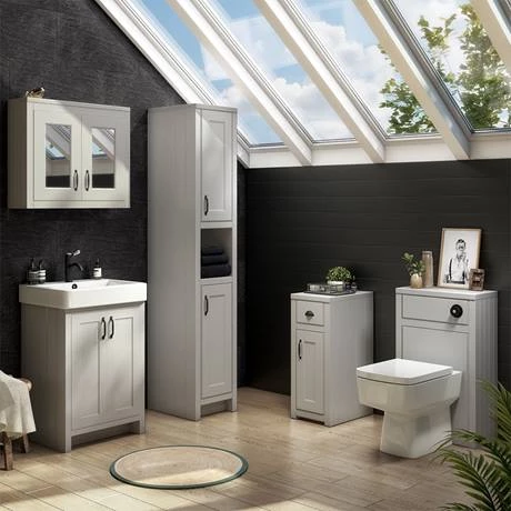 Chatsworth Traditional Grey Vanity - 560mm Wide with Matt Black Handles 5 Chatsworth Traditional Grey Vanity - 560mm Wide with Matt Black Handles - Image 3