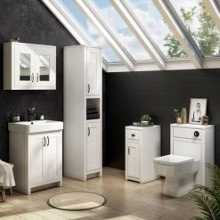 Chatsworth Traditional White Vanity - 560mm Wide with Matt Black Handles 7 Chatsworth Traditional White Vanity - 560mm Wide with Matt Black Handles -Countertop Vanity Units Sales C560WHTMB d2 460