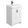 Chatsworth Traditional White Vanity - 560mm Wide with Matt Black Handles