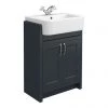 Chatsworth Traditional Graphite Semi-Recessed Vanity - 600mm Wide -Countertop Vanity Units Sales C600SRBLK p