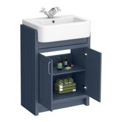 Chatsworth Traditional Blue Semi-Recessed Vanity - 600mm Wide -Countertop Vanity Units Sales C600SRBLU d2 460