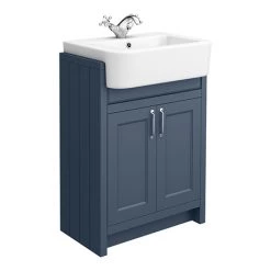 Chatsworth Traditional Blue Semi-Recessed Vanity - 600mm Wide
