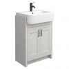 Chatsworth Traditional Grey Semi-Recessed Vanity - 600mm Wide with Matt Black Handles -Countertop Vanity Units Sales C600SRGRYMB p