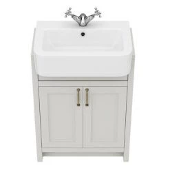 Chatsworth Traditional Grey Semi-Recessed Vanity - 600mm Wide -Countertop Vanity Units Sales C600SRGRY D3 460