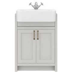 Chatsworth Traditional Grey Semi-Recessed Vanity - 600mm Wide -Countertop Vanity Units Sales C600SRGRY D4 460