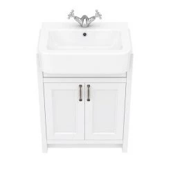 Chatsworth Traditional White Semi-Recessed Vanity - 600mm Wide -Countertop Vanity Units Sales C600SRWHT D3 460