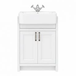Chatsworth Traditional White Semi-Recessed Vanity - 600mm Wide -Countertop Vanity Units Sales C600SRWHT D4 460