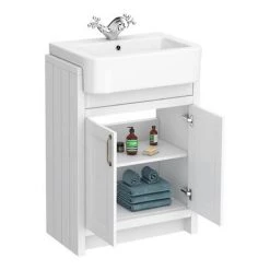 Chatsworth Traditional White Semi-Recessed Vanity - 600mm Wide -Countertop Vanity Units Sales C600SRWHT d2 460