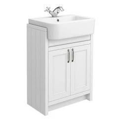 Chatsworth Traditional White Semi-Recessed Vanity - 600mm Wide