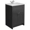 Chatsworth Graphite 610mm Vanity with White Marble Basin Top -Countertop Vanity Units Sales C610BLK WHT n p